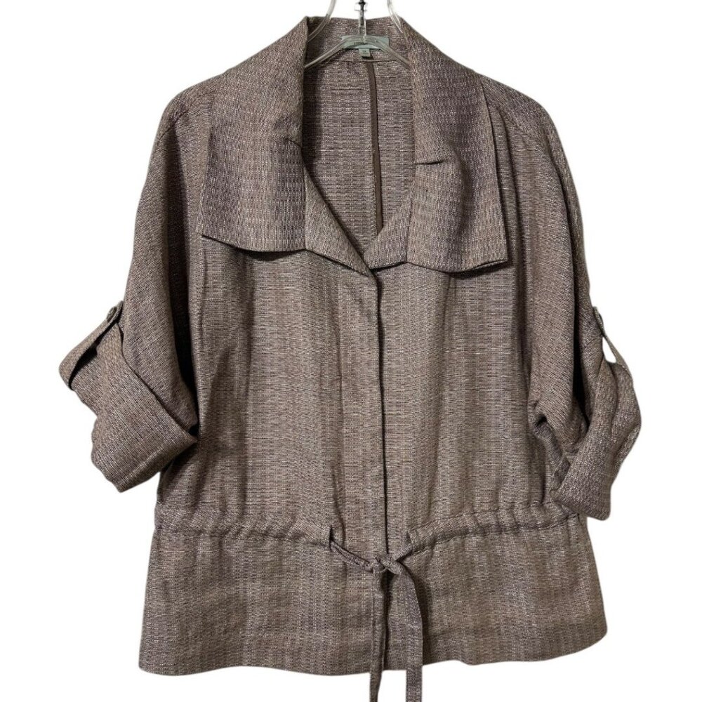Nurture 100% Linen Boho Layering Jacket with Roll-Up Sleeve Women's Size 12
